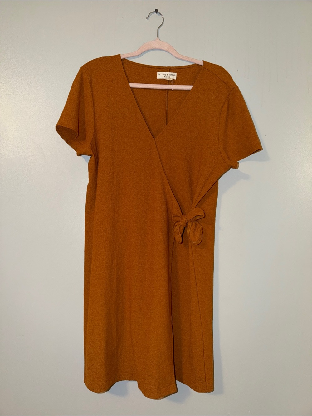 Madewell Rust Orange Surplice Tie-Waist Mini Dress